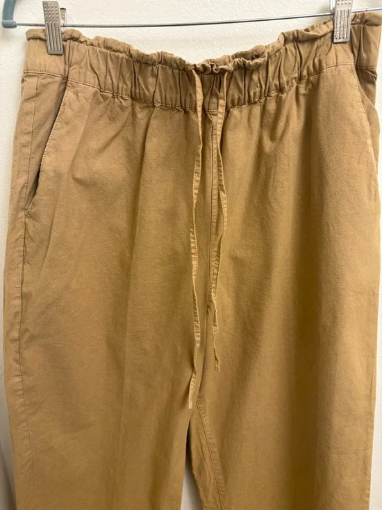 J.Crew NWT Linen Blend Wide Leg Crop Pants Tan Drawstring Elastic Waist M - Picture 10 of 15